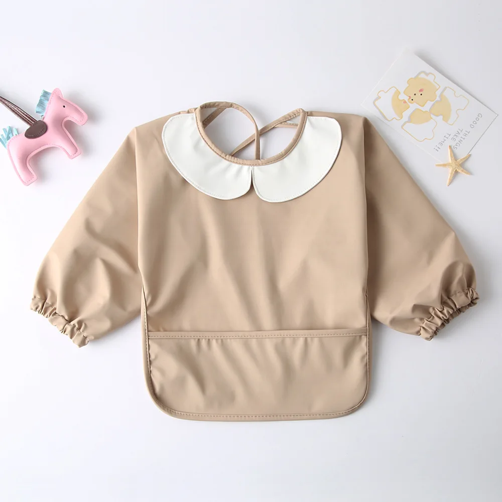 Babero manga larga PU impermeable para bebés y niños - fácil limpieza - imagen 4