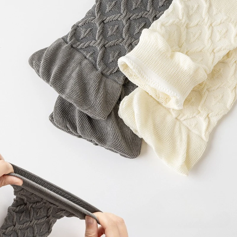 Calcetines hasta la rodilla de algodón peinado para niños, calcetines holgados Vintage con puños de burbujas para niñas, calcetines a media pantorrilla de estilo japonés sin costuras para primavera y otoño - imagen 5
