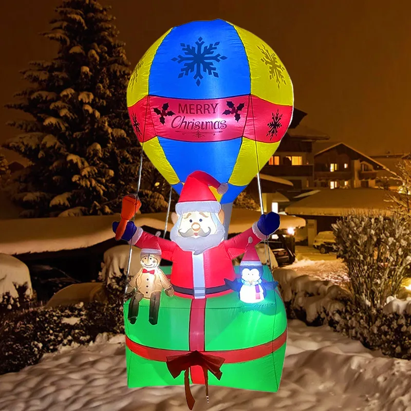 Juguetes inflables de Navidad con forma de globo de aire gigante, modelo inflable de Papá Noel, luces LED, decoración de Navidad al aire libre, regalo, 9 pies - imagen 5