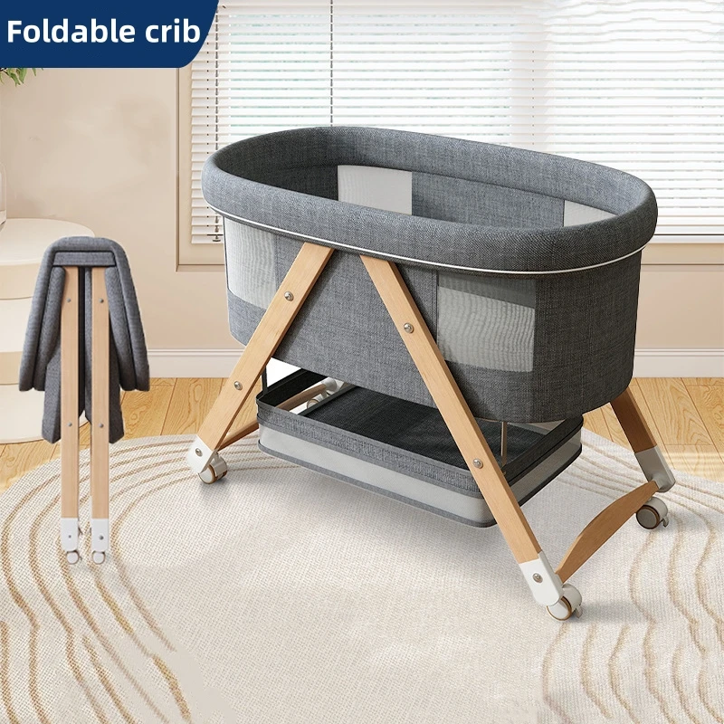 Cuna plegable de madera – Portátil y ajustable para bebé - imagen 2