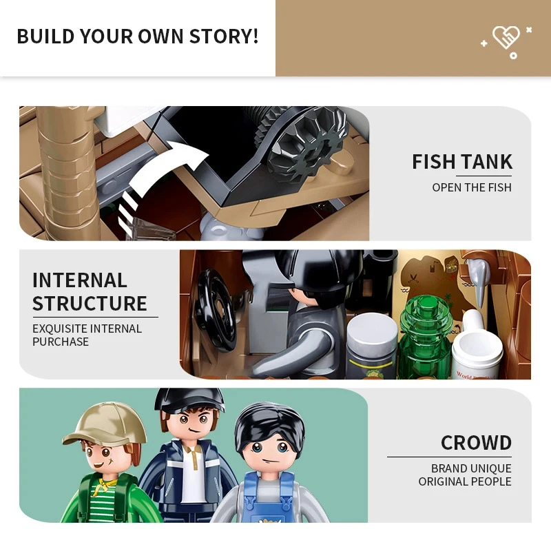 Barco de pesca Trawler, gran barco de tiburón blanco, bloques de construcción, modelo de barco pirata, juego de ladrillos con Mini figuras, juguetes DIY para niños, regalos - imagen 5