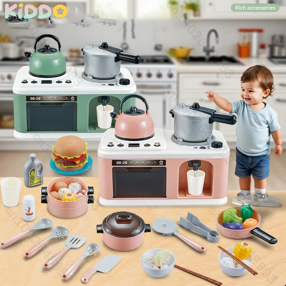 Juego de juguetes de cocina para niños, Kit de accesorios de cocina para jugar en casa con ollas, comida de imitación, juguete de cocina, regalos para el Día de los niños pequeños