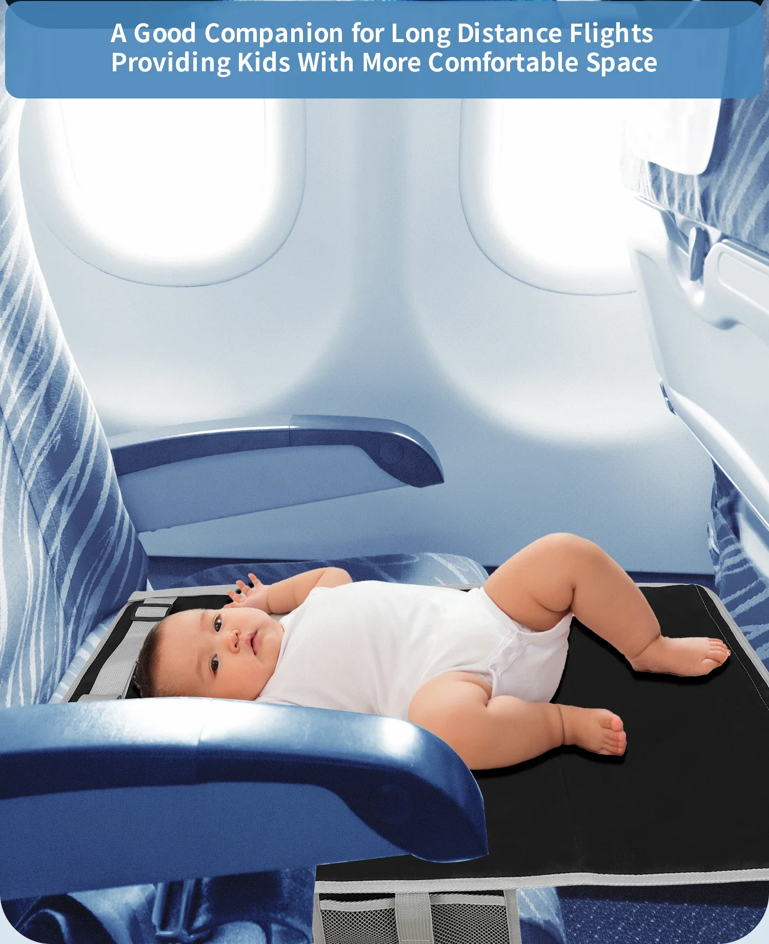 INSULAR-cojín extensor de asiento de avión para niños, almohadilla extensible de asiento portátil, hamaca para niños, cama de viaje, reposapiés plegable, elementos esenciales de viaje - imagen 4