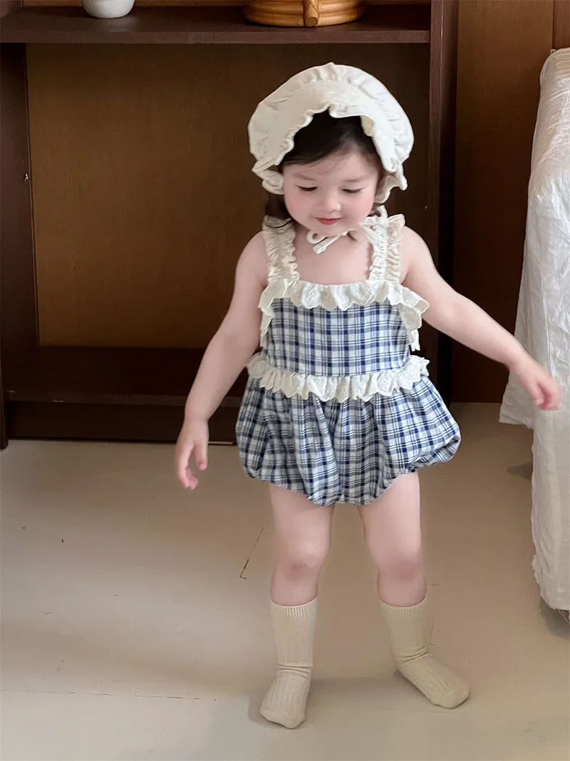 MILANCEL nuevo Body de verano para bebé de 3 a 24M, mono con tirantes de encaje de rejilla bloqueada de Color, prendas de vestir para niños pequeños de una pieza - imagen 4