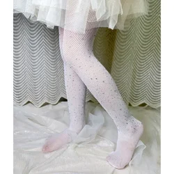 Medias de malla con estampado de diamantes para niñas