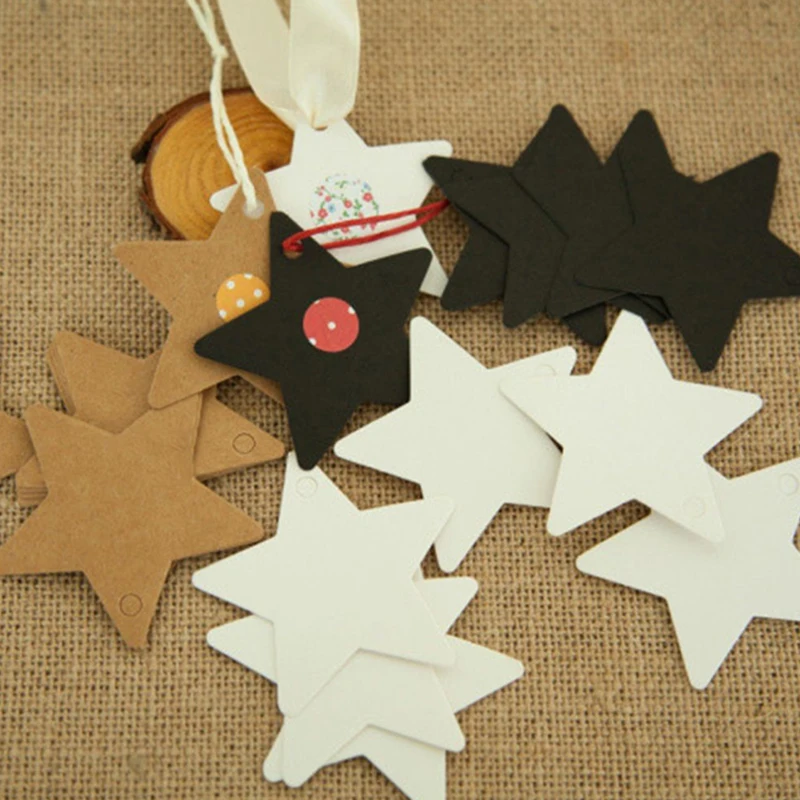 Etiquetas estrella de papel Kraft artesanales para regalos - imagen 3