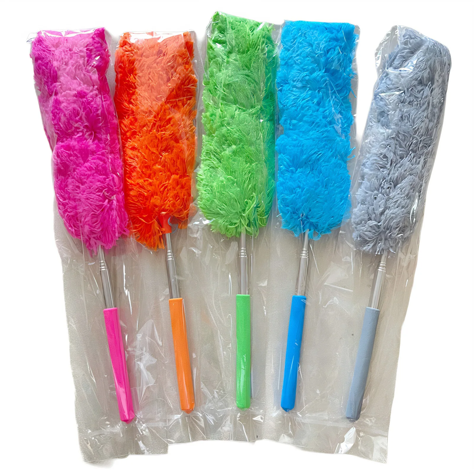 Plumero electrostático telescópico Flexible de acero inoxidable, plumero de plumas para el hogar, herramienta de limpieza, cepillo de polvo de microfibra - imagen 3