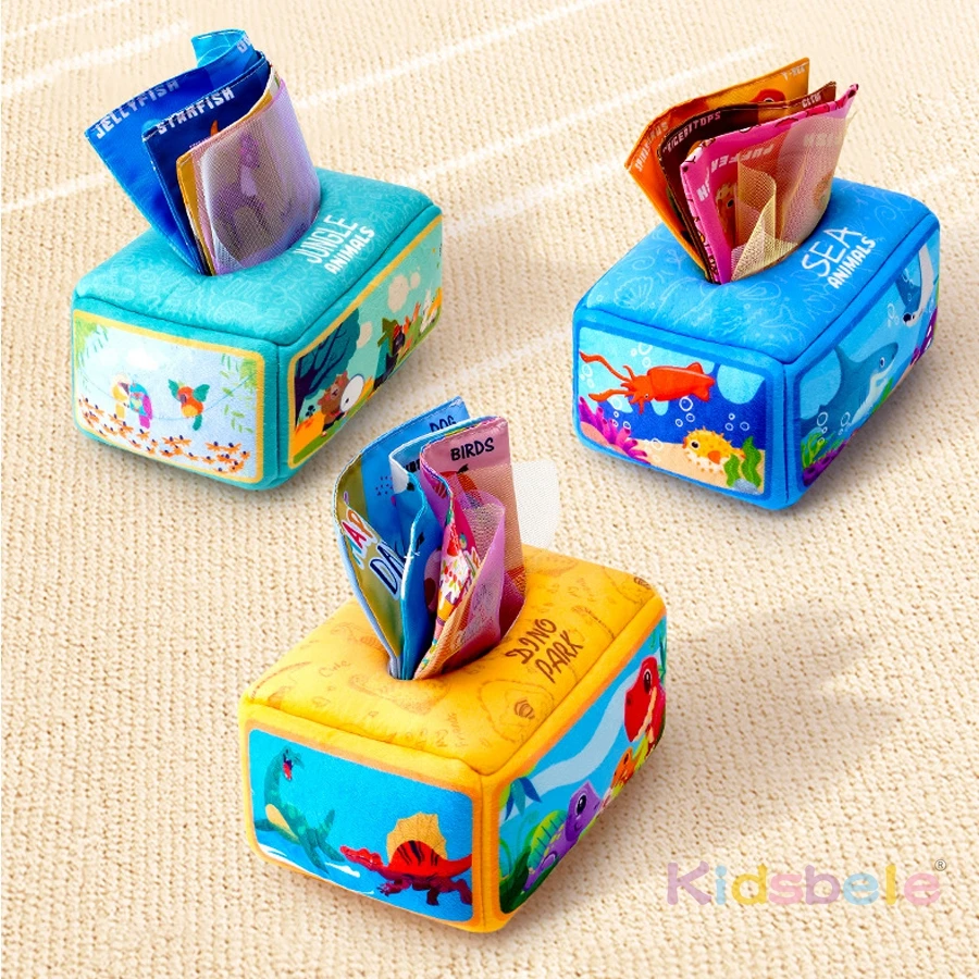 Caja de pañuelos sensorial Montessori para bebé - imagen 4