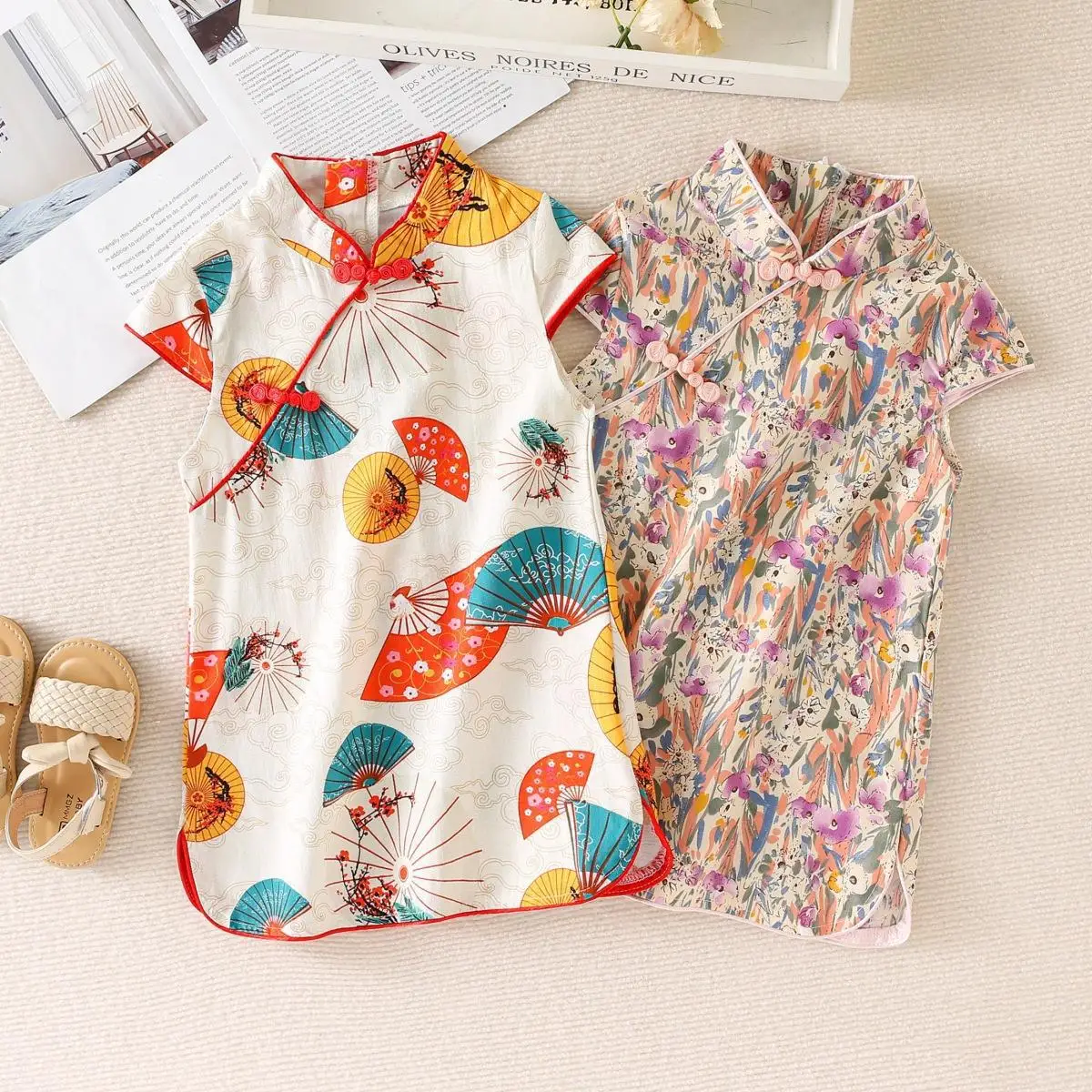 Vestido de traje Hanfu Tang para niños, ropa de moda para niñas de 2 a 10 años, estilo chino, Cheongsam para niños, nuevo estilo de verano - imagen 3