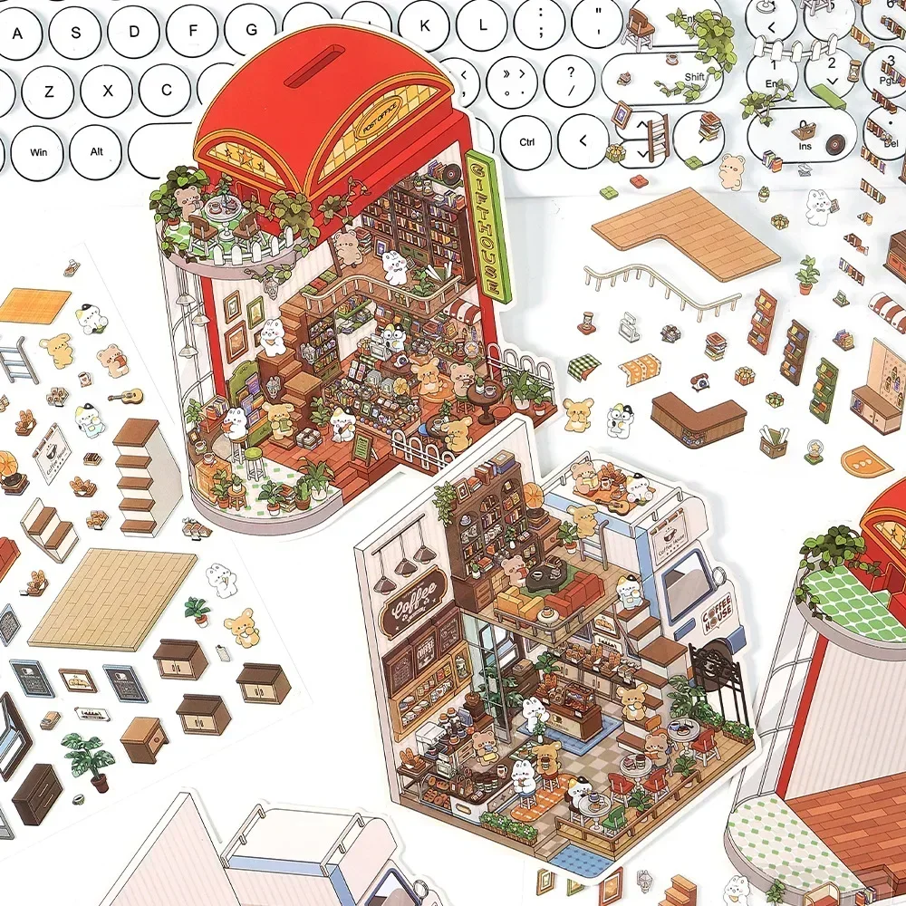 Infeelme PET 3D Pegatinas Scrapbooking – Paisaje y Dibujos Animados