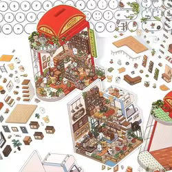 Infeelme PET 3D Pegatinas Scrapbooking – Paisaje y Dibujos Animados