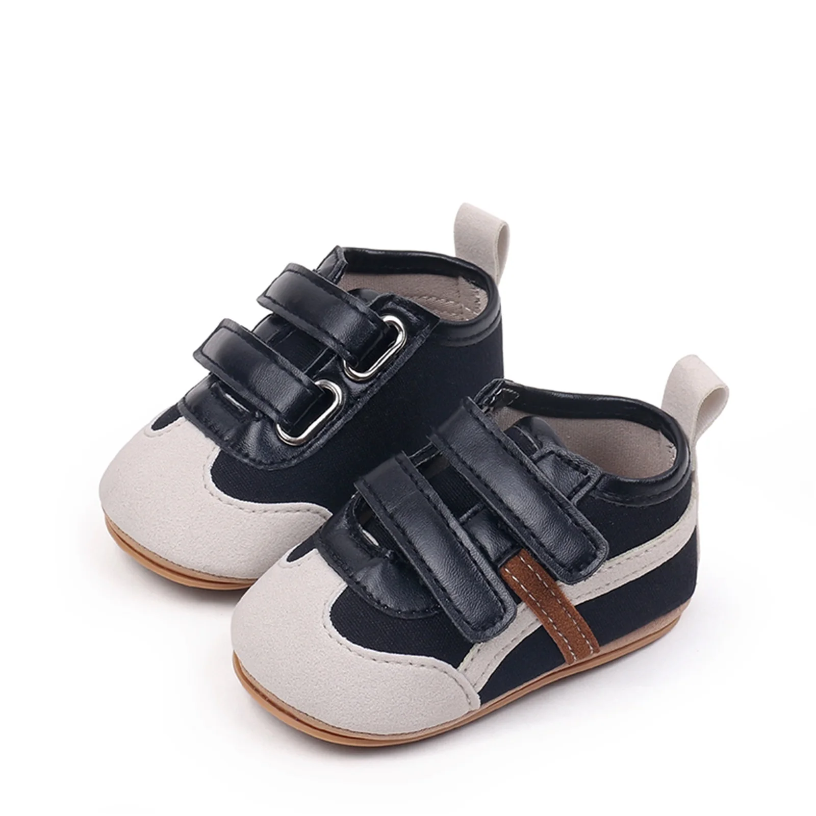 VISgogo Zapatillas de deporte para bebés y niñas, zapatos para caminar para niños pequeños con contraste de color a la moda, zapatos deportivos de cuero - imagen 4