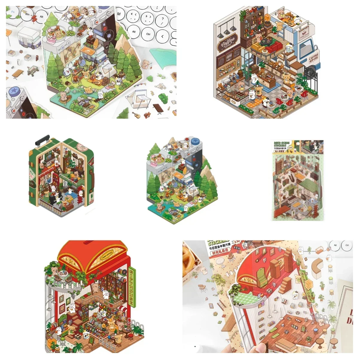 Infeelme PET 3D Pegatinas Scrapbooking – Paisaje y Dibujos Animados - imagen 3