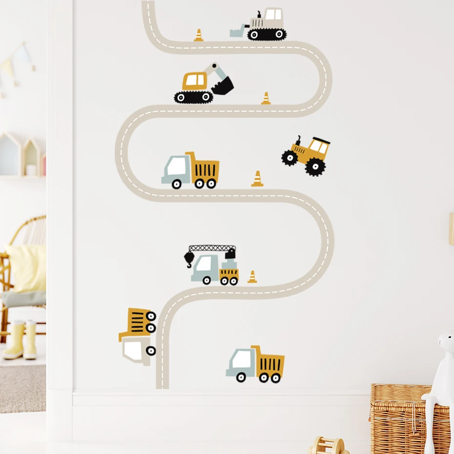 Pegatinas pared habitación infantil acuarela vehículo construcción - imagen 2