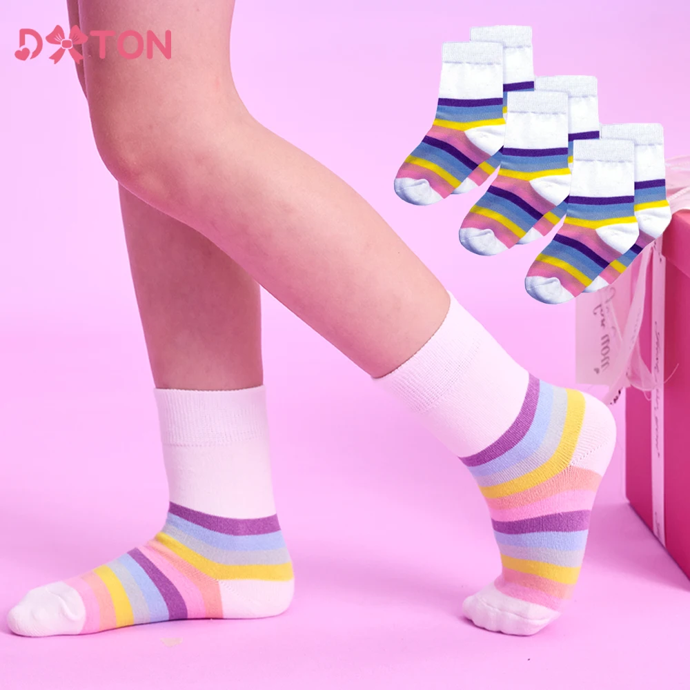 DXTON Calcetines de algodón rayas para niña
