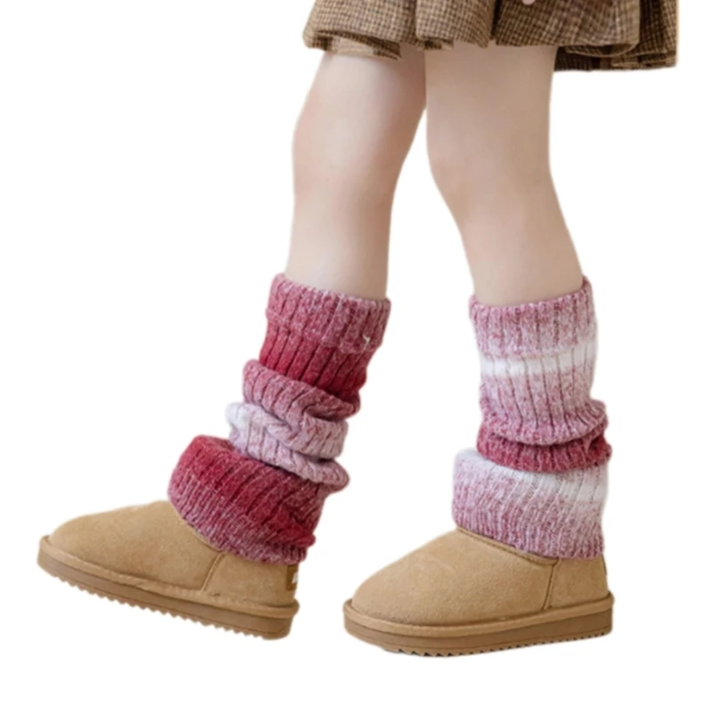 Calentadores piernas tejidos para niña, calcetines japoneses acampanados, mallas cálidas para niños QX2D - imagen 3