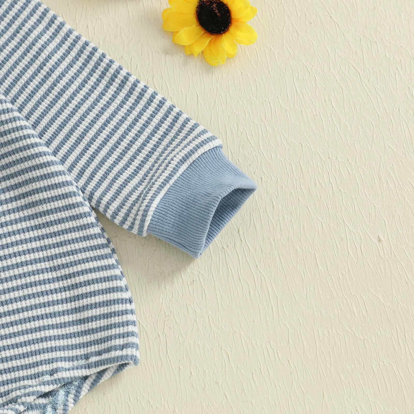 SUNSIOM-Sudadera a rayas para bebé de 0 a 18 meses, pelele para camión/herramienta, mono de punto tipo gofre de manga larga bordado, ropa de otoño - imagen 5