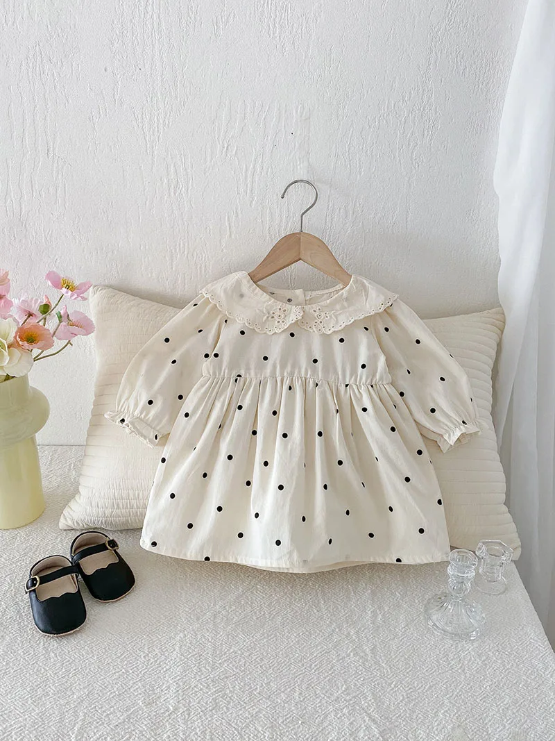 MILANCEL Vestido bebé niña otoño con lunares estilo princesa - imagen 4