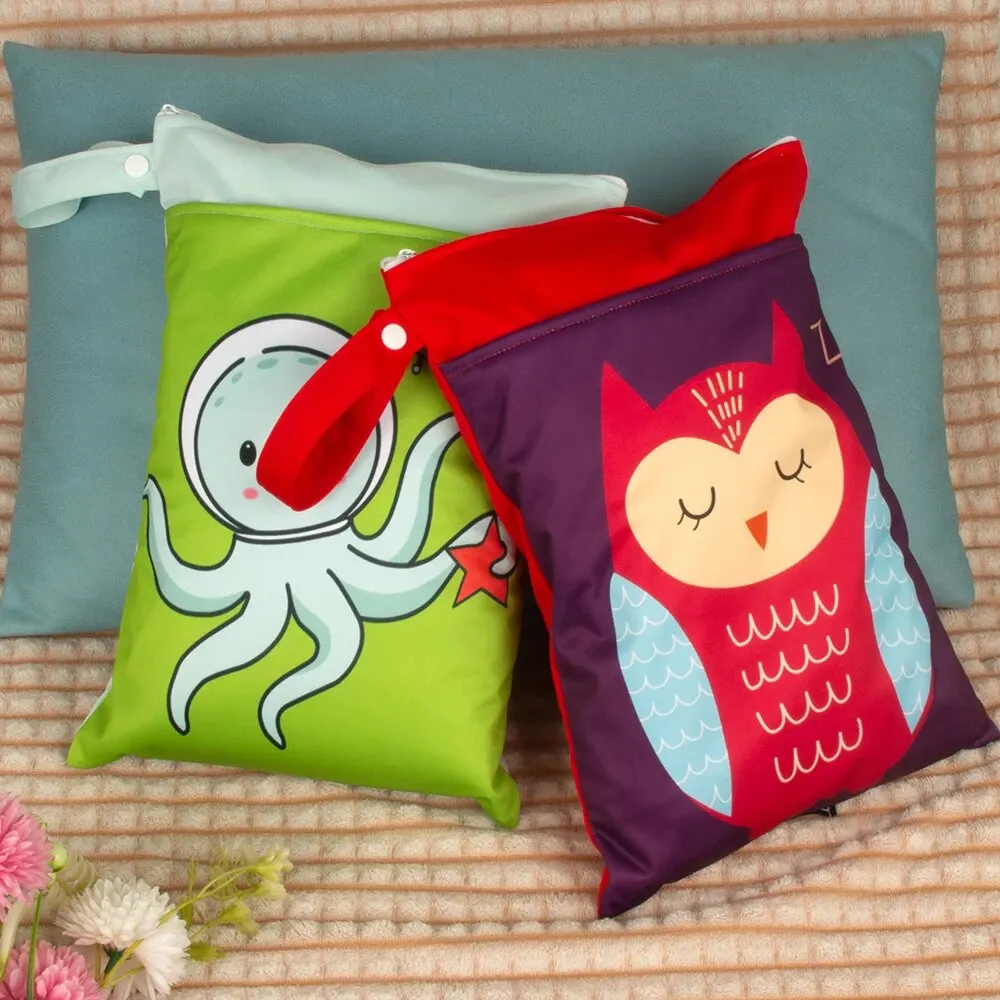Bolsa de pañales reutilizable impermeable con cremallera – Búho mono - imagen 5