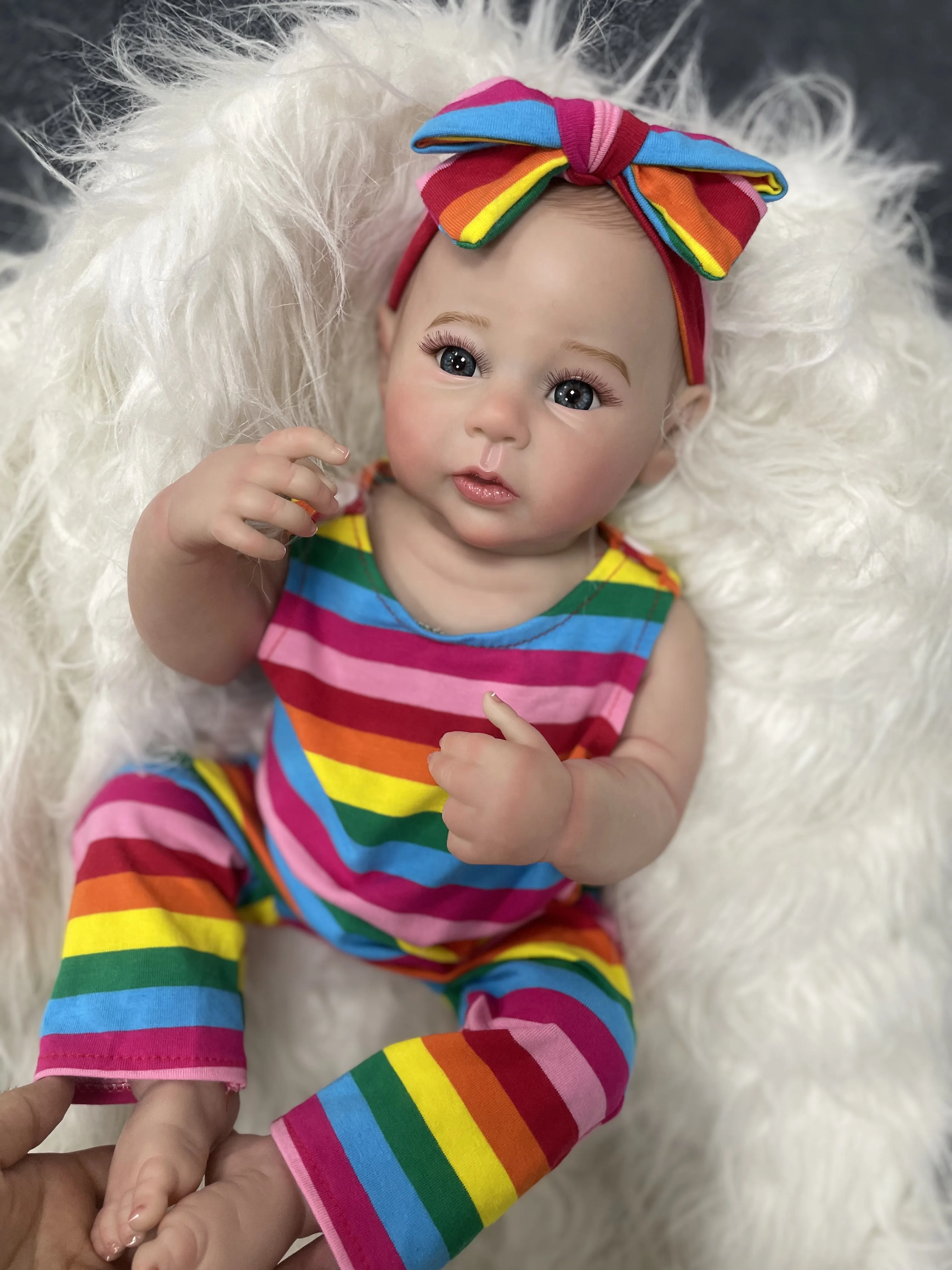 Muñeca Reborn de 18 pulgadas, cuervo, cuerpo completo, vinilo de silicona, niña, lavable, Bebe, piel pintada en 3D, arte coleccionable, regalo de Navidad - imagen 5