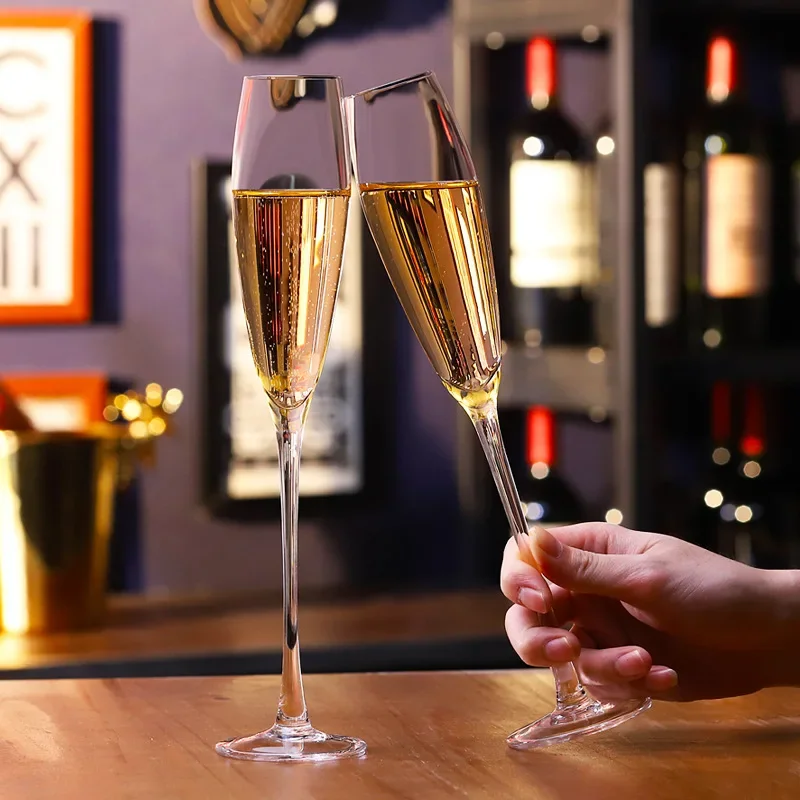 Copa de vino con flauta de champán de cristal de 220 ML, vasos de boca para Bar, hogar, boda, fiesta, vino espumoso, copa de cóctel - imagen 2