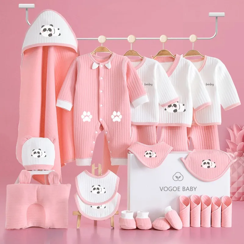 22/24/26 Uds conjunto de ropa para recién nacido lindo patrón de dibujos animados de Panda conjunto de regalo para bebé 0-6 meses Otoño Invierno ropa para niños traje Unisex - imagen 3