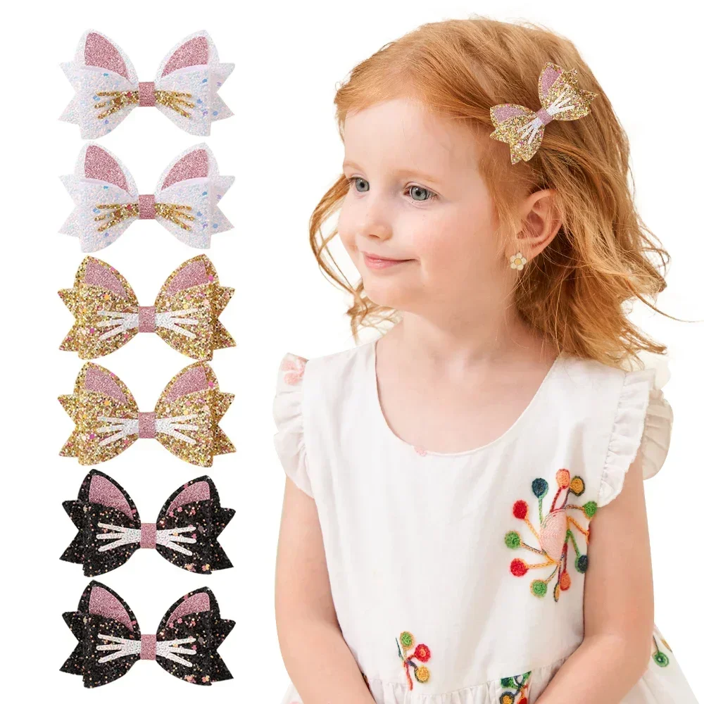 Horquillas infantiles con lazos de arcoíris y lentejuelas - imagen 4