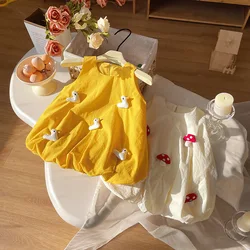 Vestido de verano nuevo vestido lindo de moda para niña vestido de verano de dibujos animados Simple versátil camiseta sin mangas ropa de niña con tirantes한