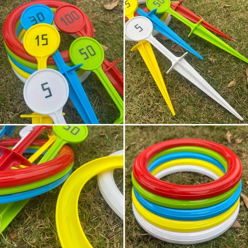 Anillo de lanzamiento al aire libre-8/4 Uds. Juegos de lanzamiento de PVC duraderos anillos flotantes gigantes para césped y playa equipo de actividades de construcción para adultos/niños - imagen 5