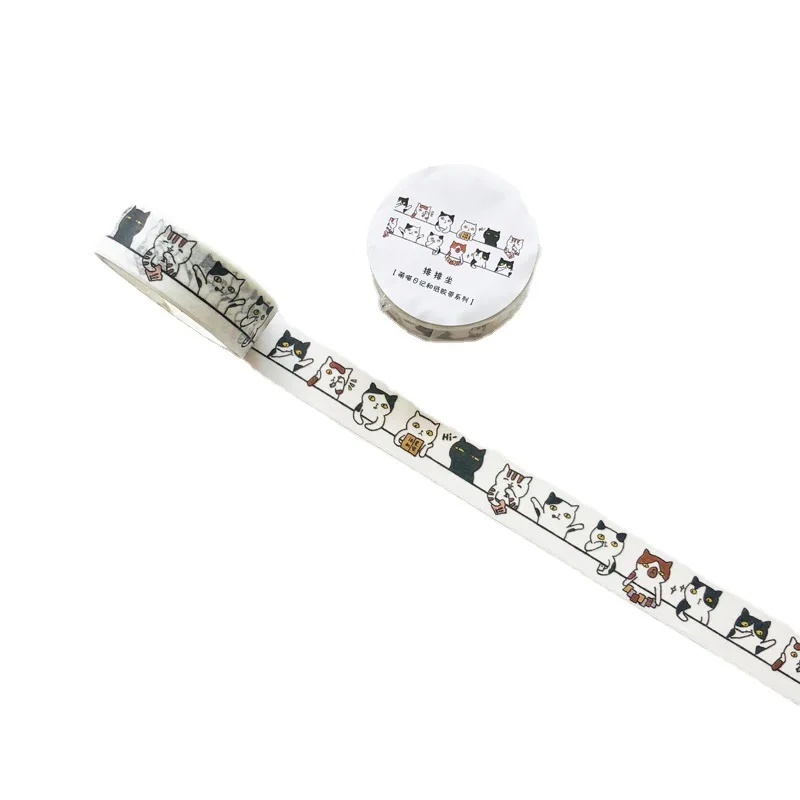 Cinta adhesiva de papel Washi con forma de gato Adorable Kawaii, cinta adhesiva para álbum de recortes, etiqueta adhesiva, suministros escolares - imagen 5