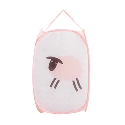 Cesta de lavandería infantil con estampado de jirafa – Rosa