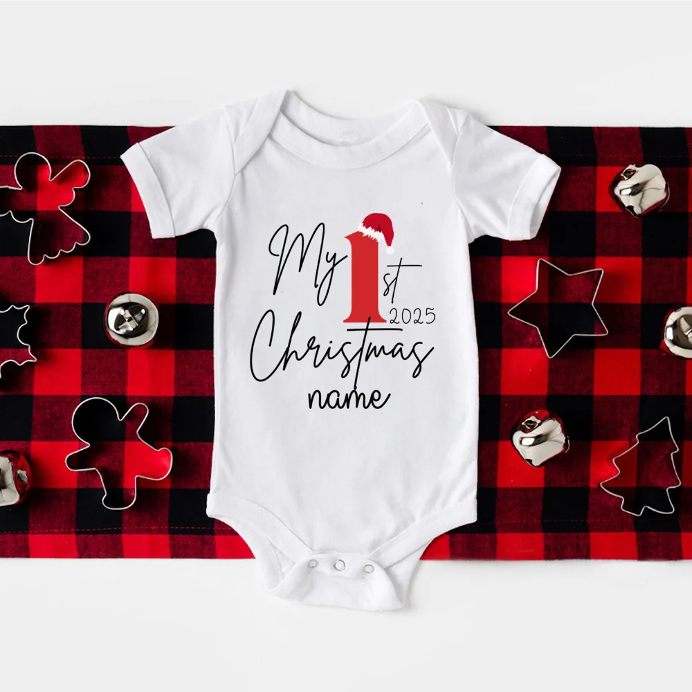 Traje personalizado de 1er Navidad para bebé, Body para recién nacido, mono de fiesta de Navidad de manga corta para vacaciones de invierno, regalo para Baby Shower - imagen 4