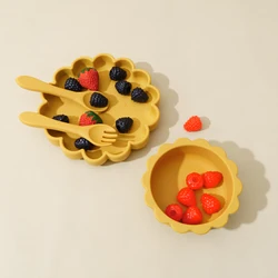 Vajilla silicona bebé con ventosa: plato y cubiertos, libre de BPA