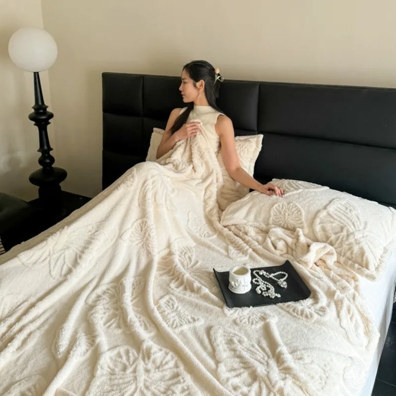 Manta de lana multifuncional para bebé, franela Jacquard, mariposa, cómoda y suave manta para lanzar sofá, artículos de cama cálidos para invierno - imagen 2