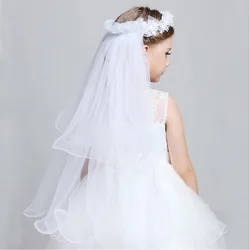 Corona nupcial de encaje con velo para niña