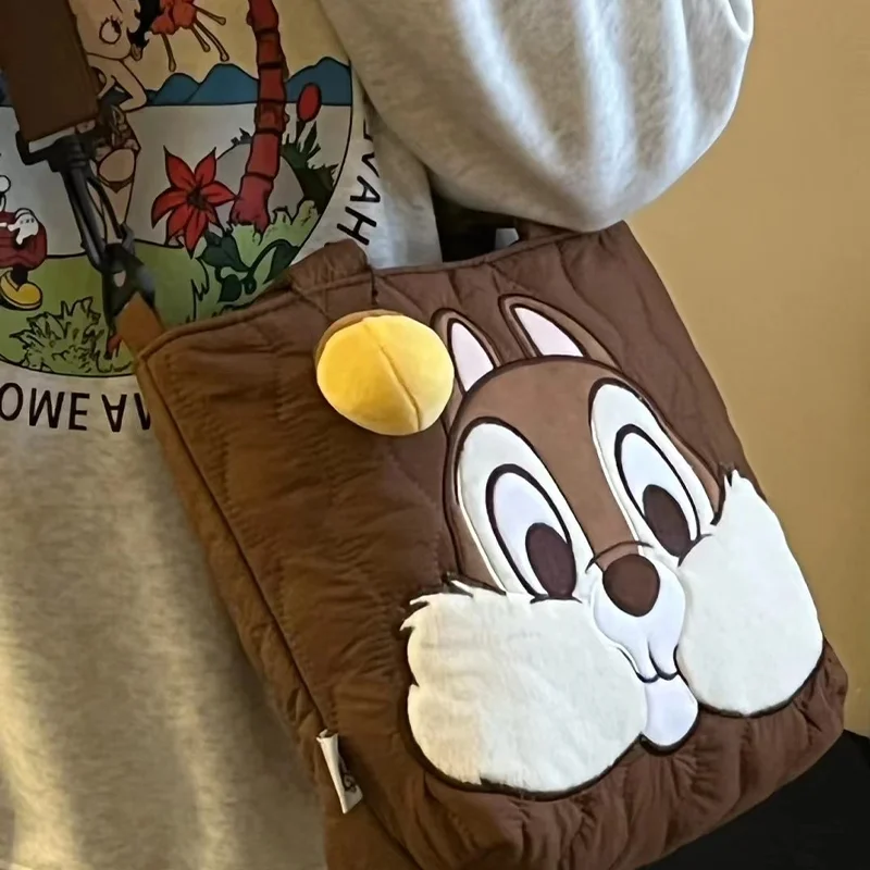 Disney-Bolso de mano de gran capacidad de Anime Chip & Dale, bolso de hombro de viaje para estudiantes universitarios, bolso cruzado de dibujos animados, regalo para niñas, Invierno - imagen 3