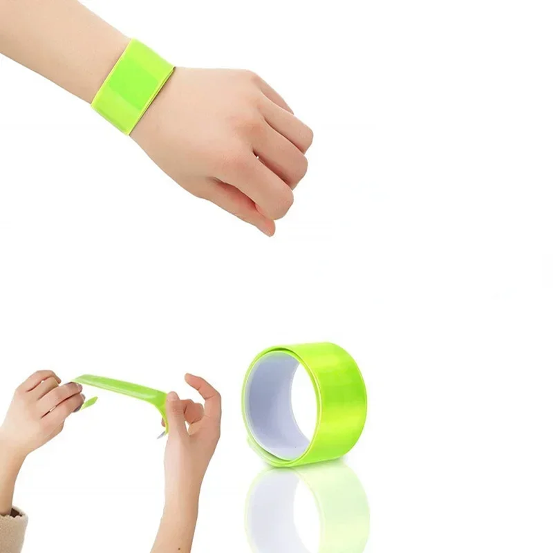 Cinta reflectante para ciclismo, banda fluorescente de seguridad para muñeca, brazo, tobillo, pierna, pulsera de advertencia para correr al aire libre, pesca, 4 piezas