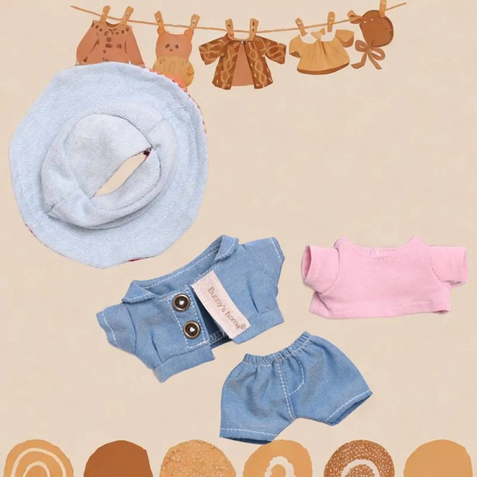Doll Denim Suit DIY Doll Clothes for 17cm Pendant Doll Dress Up Fashionable Doll
