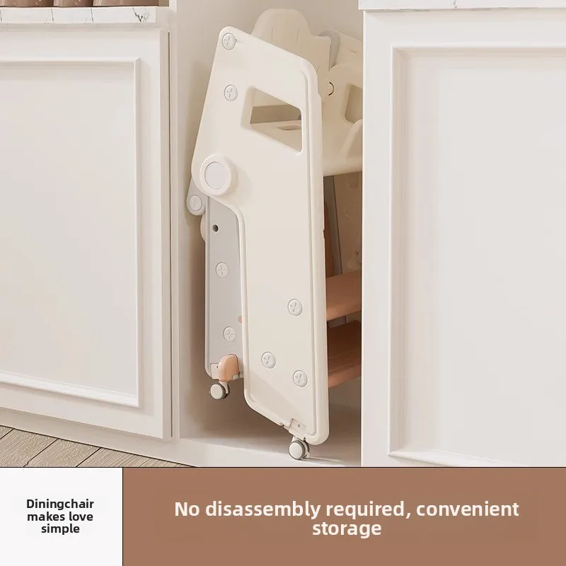 Silla plegable para crecimiento de bebé con mesa y ruedas extraíbles, asiento para comedor y aprendizaje durante 6 meses a 2 años, bandeja extensible, fácil de plegar - imagen 3