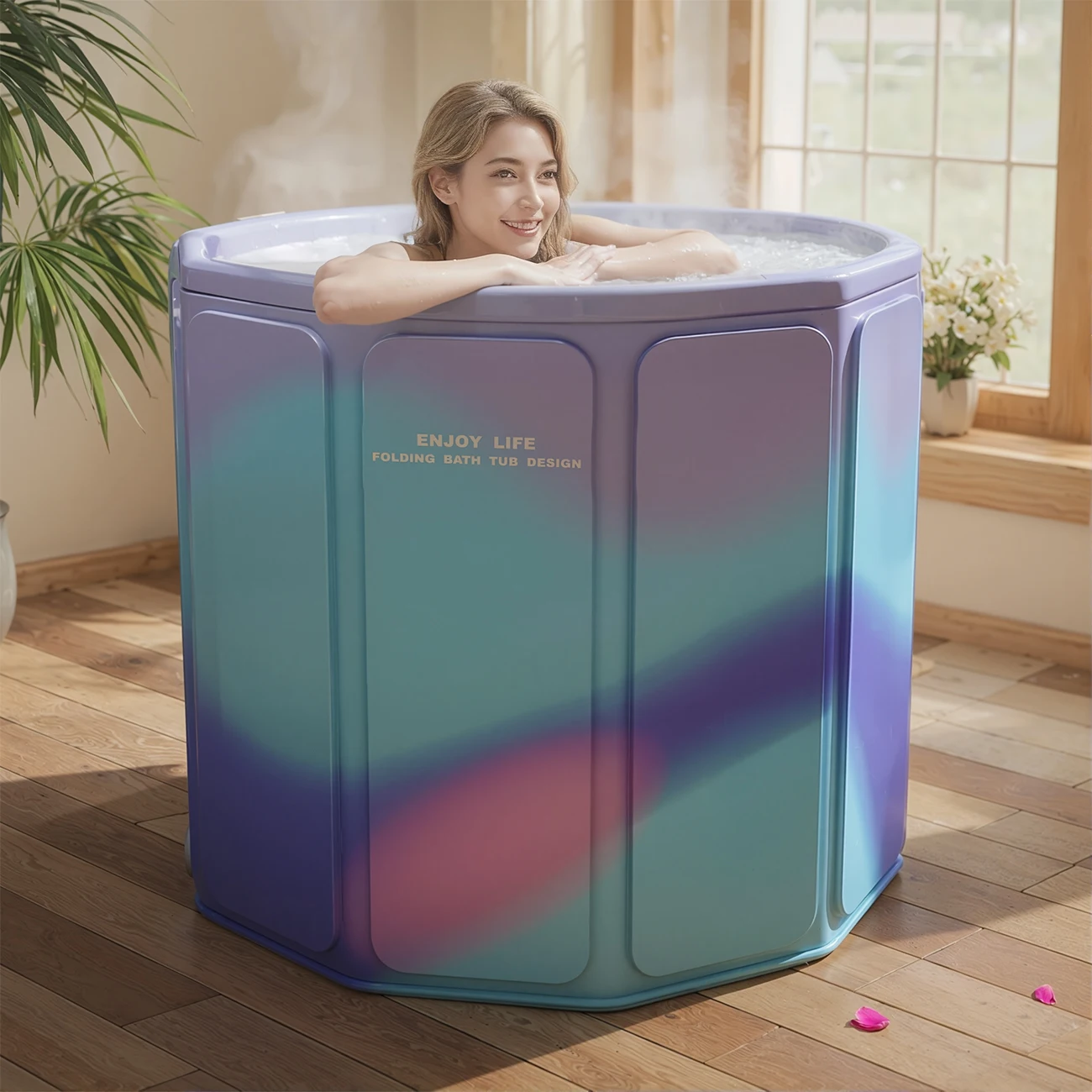 Bañera plegable para bebé portátil con espuma térmica - imagen 2