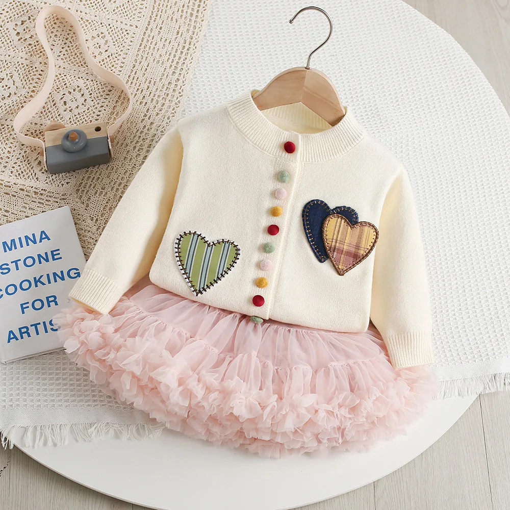 Milancel Conjunto otoñal para niñas: cárdigan de punto y falda tutú - imagen 3