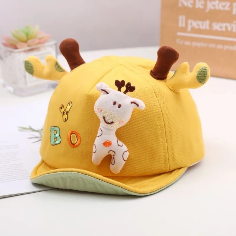 Lindo sombrero de cubo de jirafa para bebé, animales de dibujos animados, sombrero de algodón para el sol para niños con orejas, gorra panamá para bebé/niña