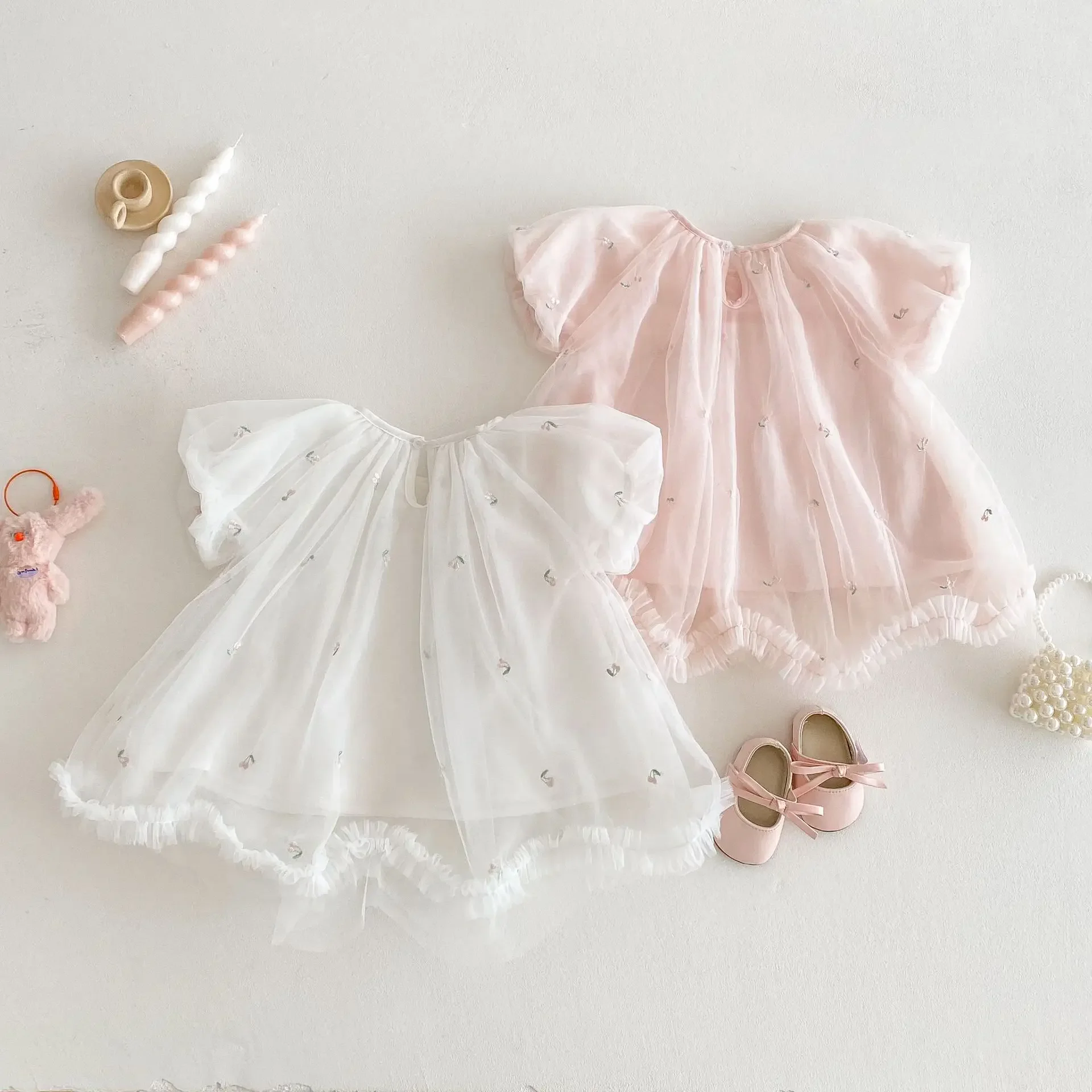 MILANCEL Vestido princesa tul bordado cumpleaños para niña – Verano - imagen 2