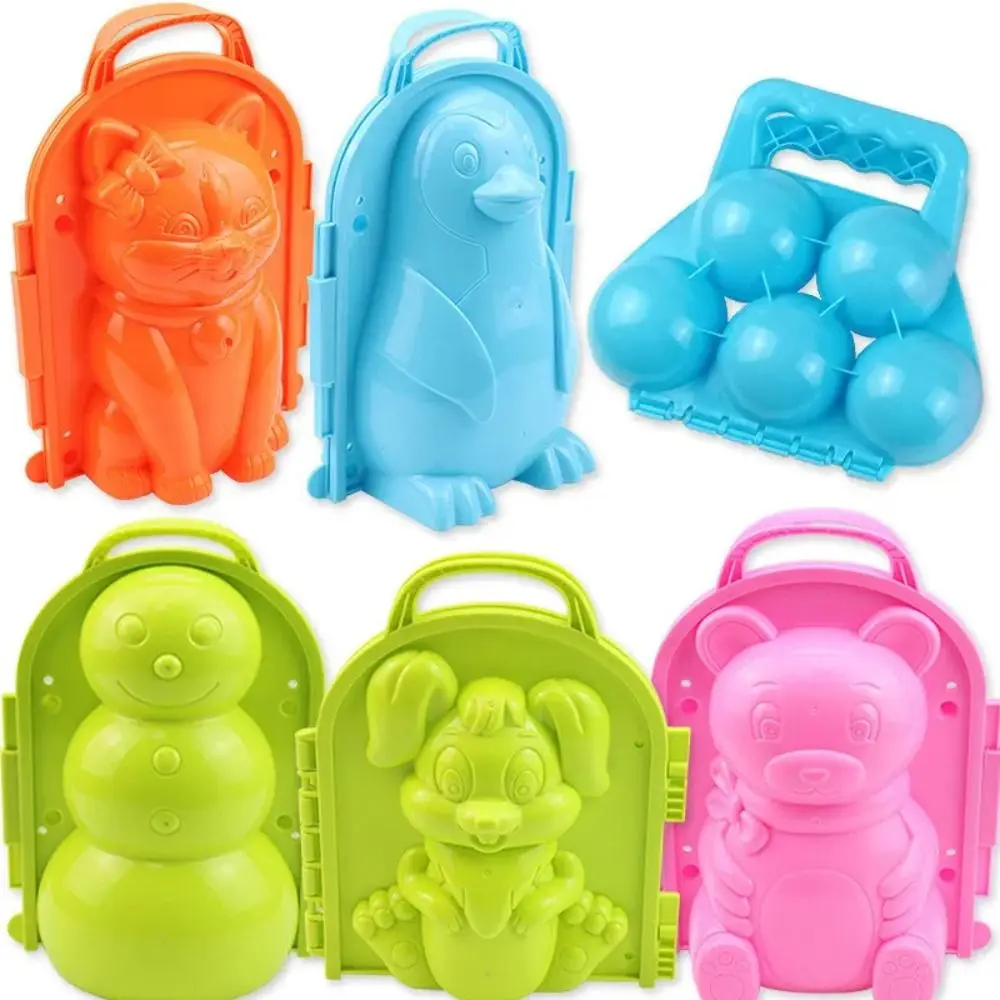 Molde de Clip de arena para nieve con forma de pato de dinosaurio, juguetes para la nieve, fabricante de bolas de nieve, pinzas de molde para nieve de dibujos animados de invierno, juguete deportivo para chico, lucha de bolas de nieve