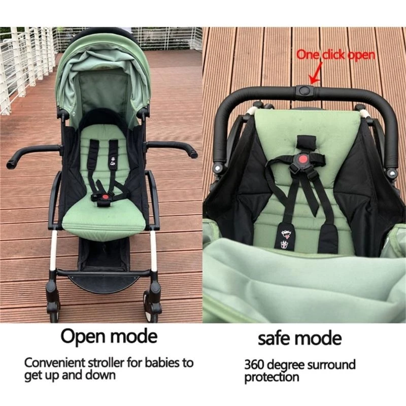 M76C Cochecitos bebé cuero PU, reposabrazos, paraguas, delantero coche para reemplazo cochecito - imagen 4