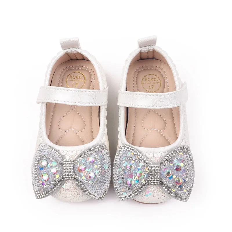 Zapatos de princesa para niños pequeños con lazo, zapatos ostentosos a la moda para niñas, nuevos zapatos planos de cuero para bebés de primavera y otoño - imagen 3