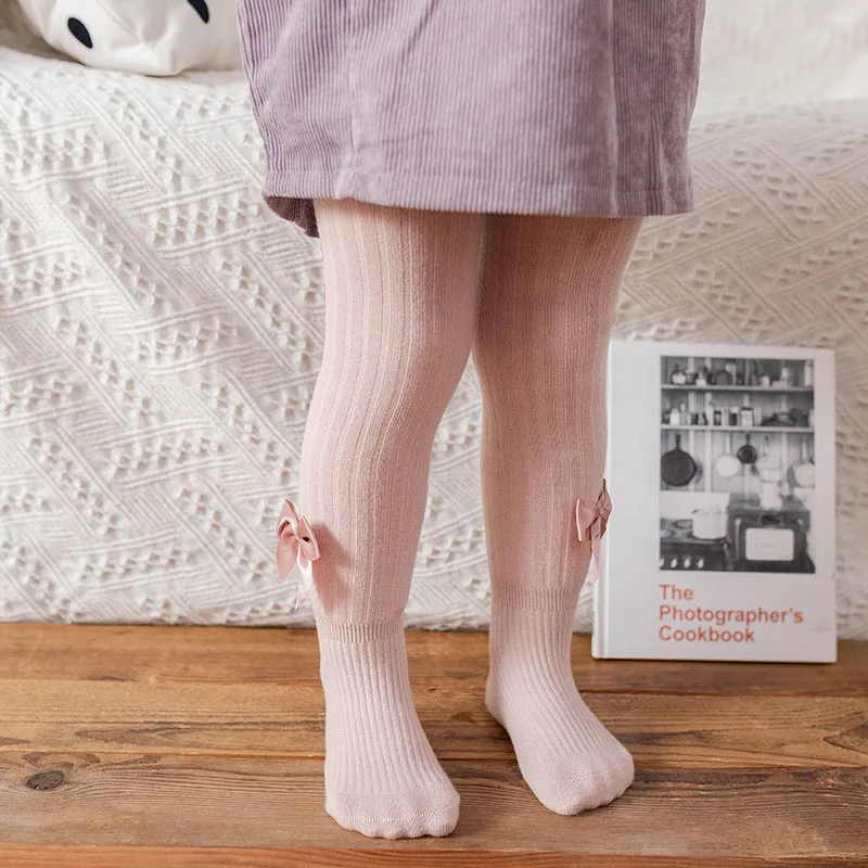 MILANCEL nuevo invierno pantimedias para niños 6M-10T Color sólido arco niñas espesar Leggings polar acolchado niños dulces pantalones ajustados - imagen 3