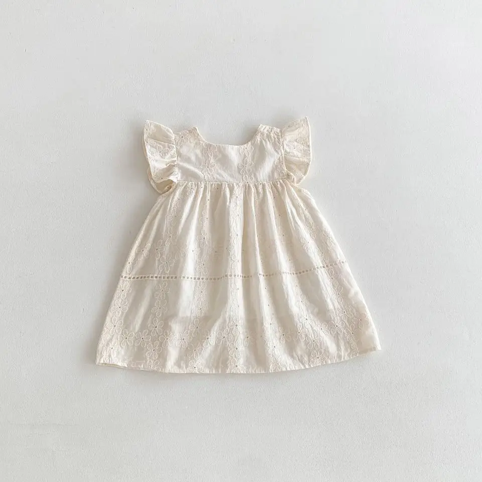 Vestido de princesa bordado floral sin mangas con volantes de encaje - imagen 3