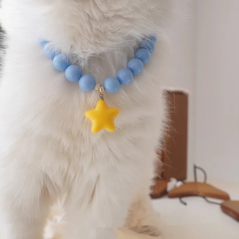 Collar ajustable para gato, colgante de estrellas Ins con cuentas, Collar para mascotas, Collar colorido bonito para el cuello del perro con accesorios - imagen 5