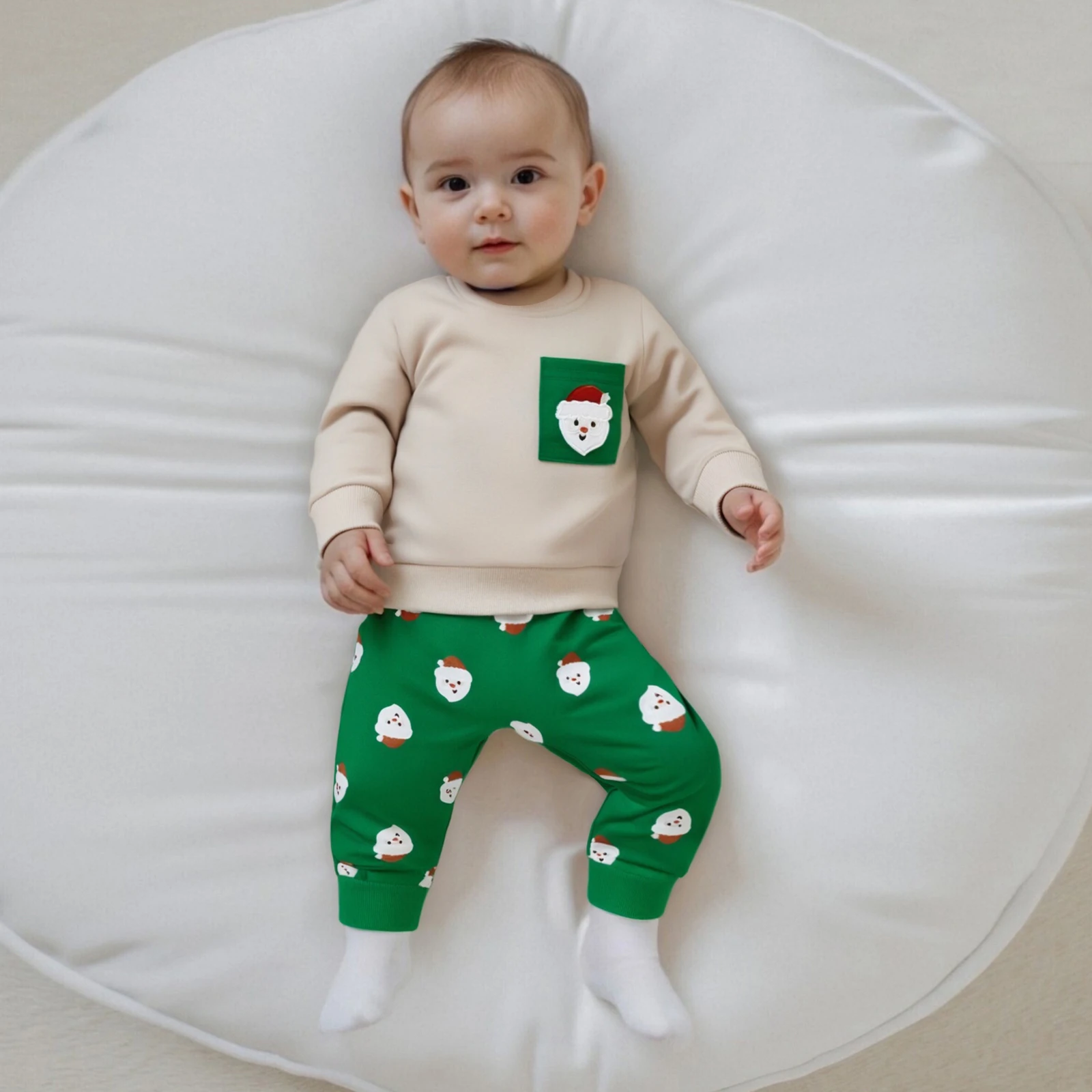 Suefunskry Conjuntos de 2 piezas de Navidad para niños pequeños, sudadera de manga larga con cuello redondo, tops, pantalones con cordón y estampado de pan de jengibre - imagen 5